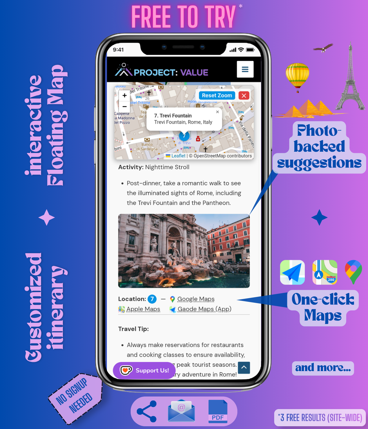 Project VALUE Trip Planner Feature Highlights 