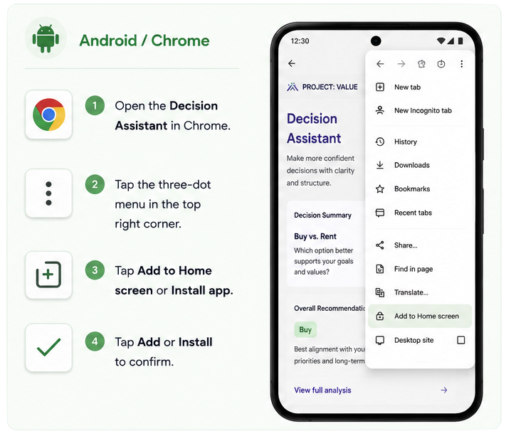 Add Decision Assistant to Your Phone - Android