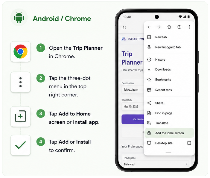Add Trip Planner to Your Phone - Android